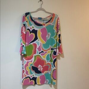 Tori Richard Multicolor Floral Long Sleeve Dress